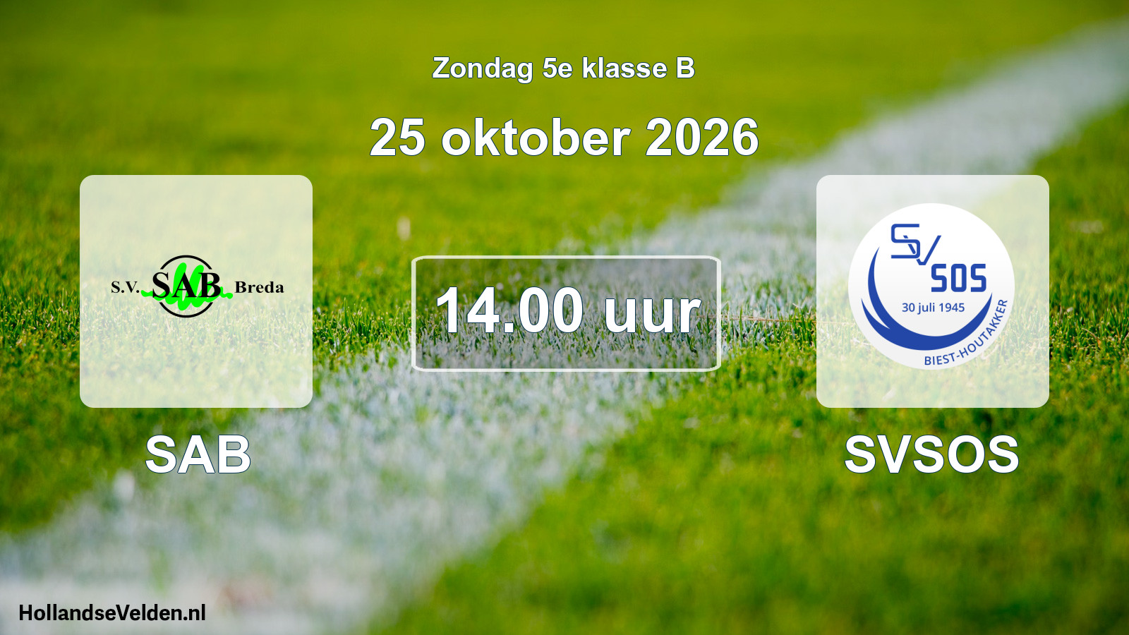 Geplande wedstrijd: SAB - SVSOS (25 oktober 2026)
