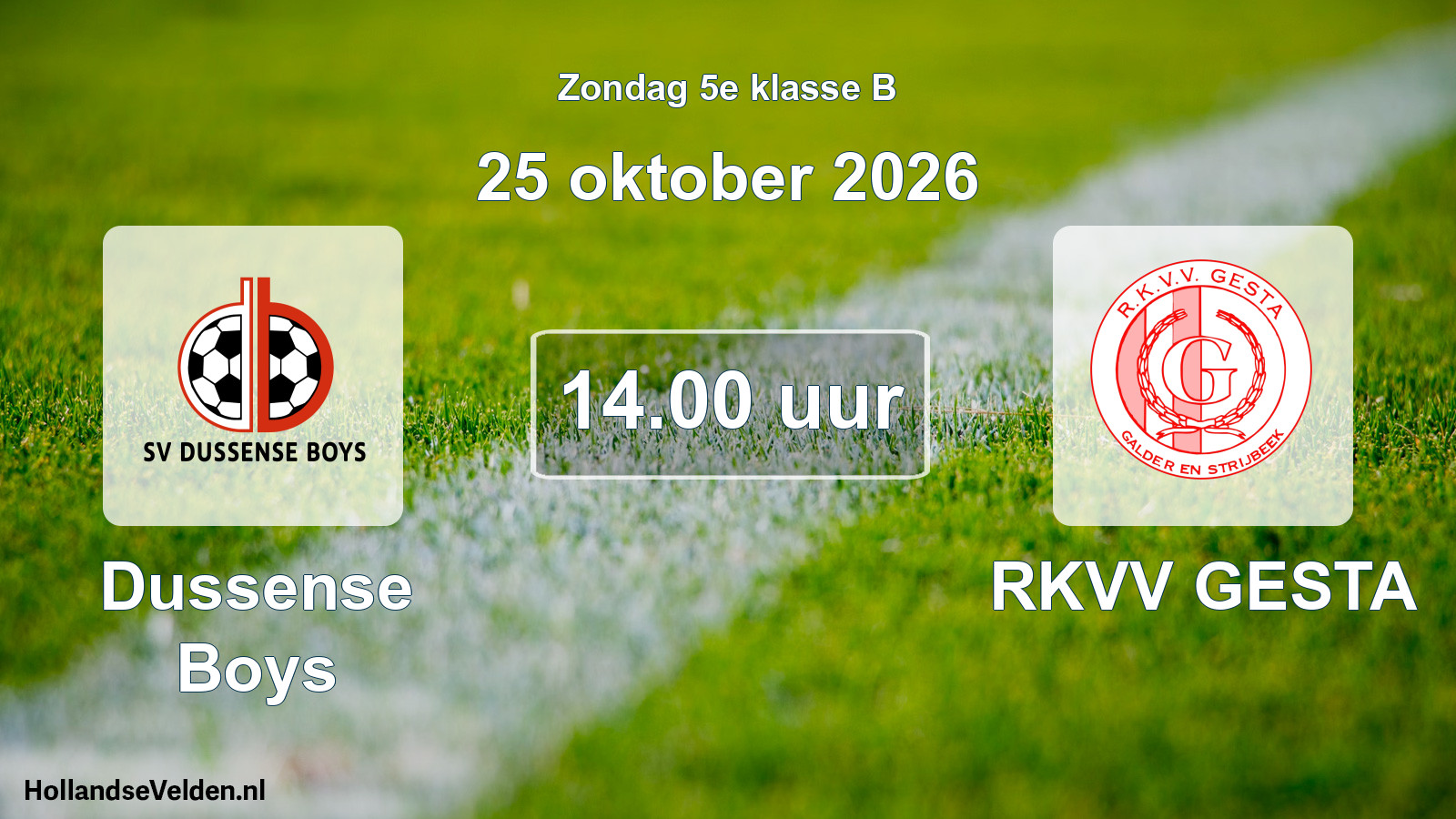 Geplande wedstrijd: Dussense Boys - RKVV GESTA (25 oktober 2026)
