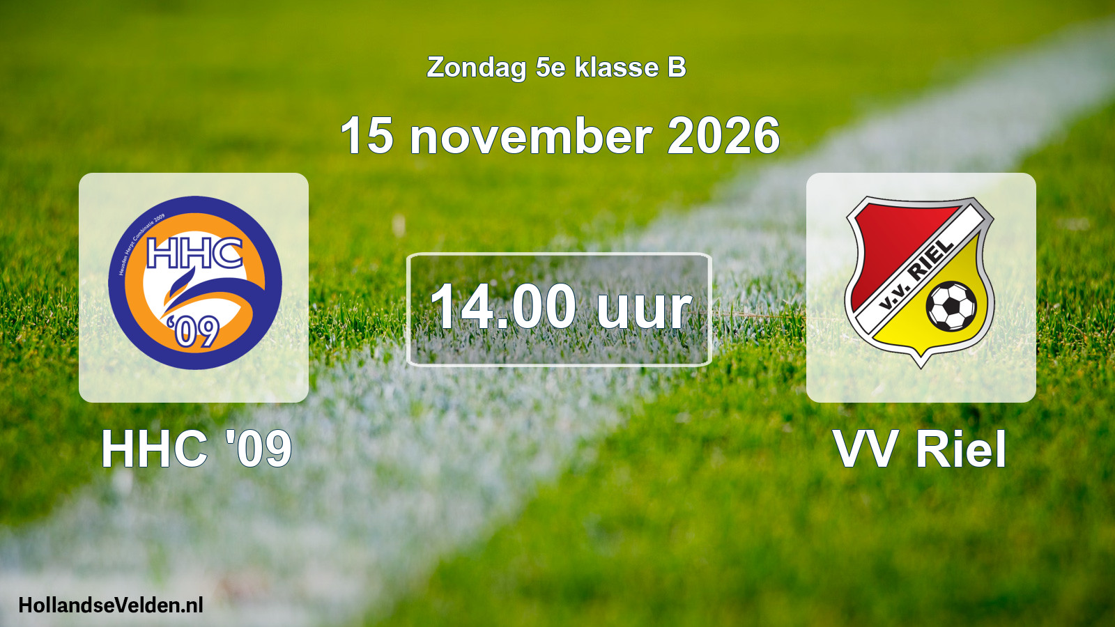 Geplande wedstrijd: HHC '09 - VV Riel (15 november 2026)
