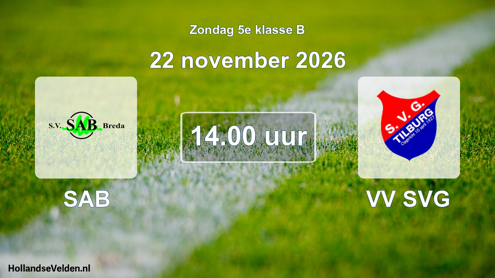 Scheduled Match: SAB - VV SVG (22 November 2026)