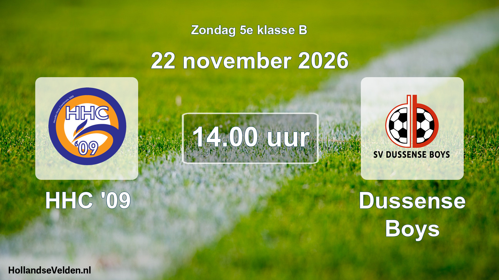 Geplande wedstrijd: HHC '09 - Dussense Boys (22 november 2026)