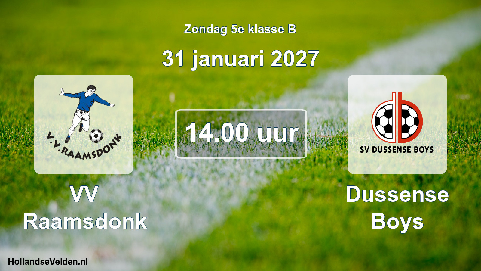 Geplande wedstrijd: VV Raamsdonk - Dussense Boys (31 januari 2027)