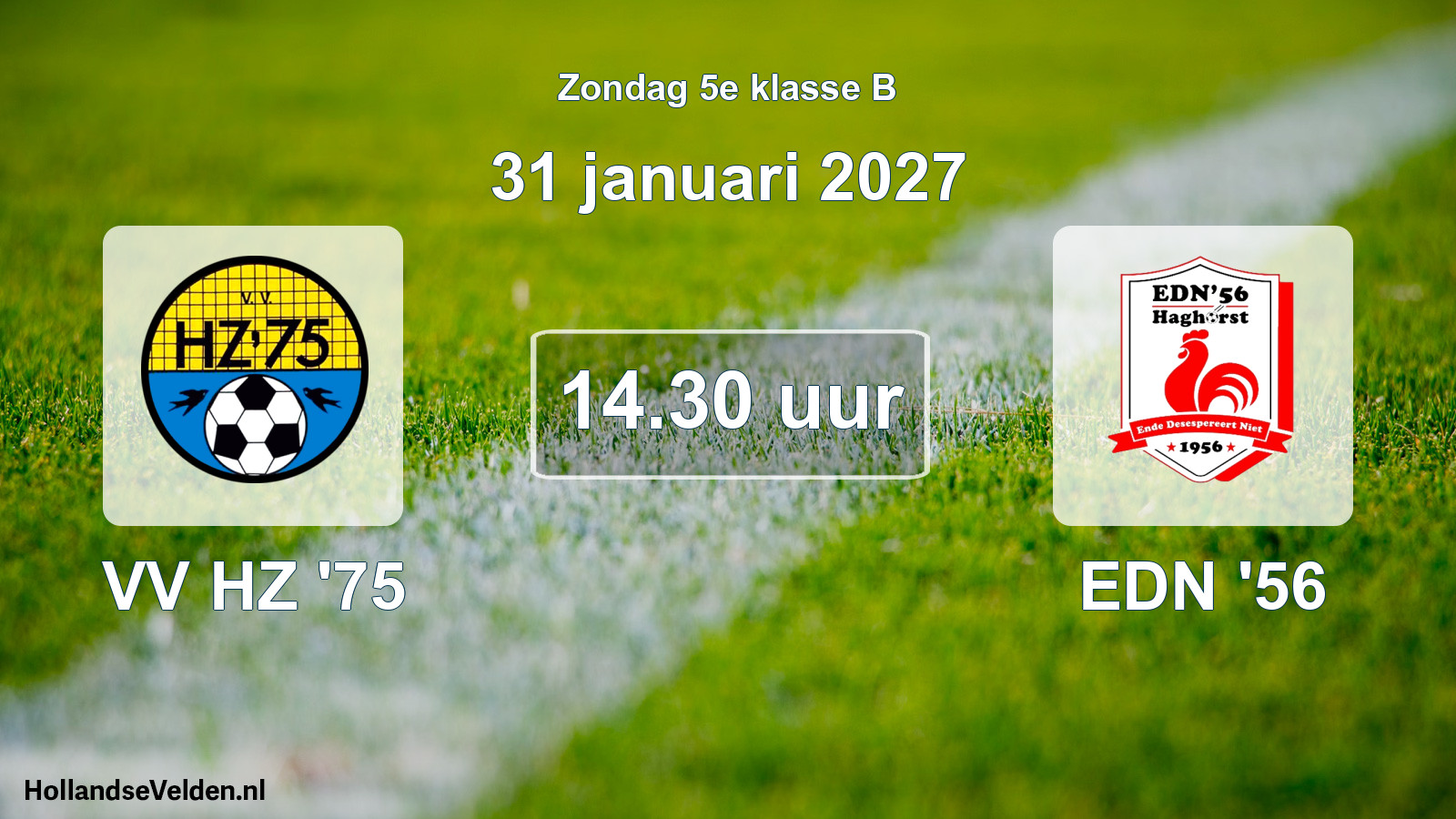Geplande wedstrijd: VV HZ '75 - EDN '56 (31 januari 2027)