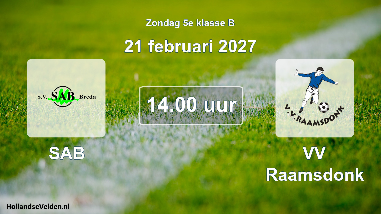 Geplande wedstrijd: SAB - VV Raamsdonk (21 februari 2027)