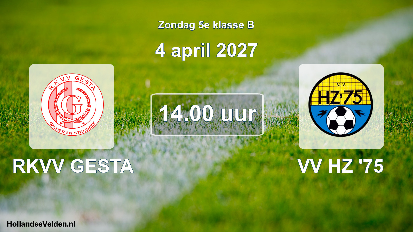 Geplande wedstrijd: RKVV GESTA - VV HZ '75 (4 april 2027)