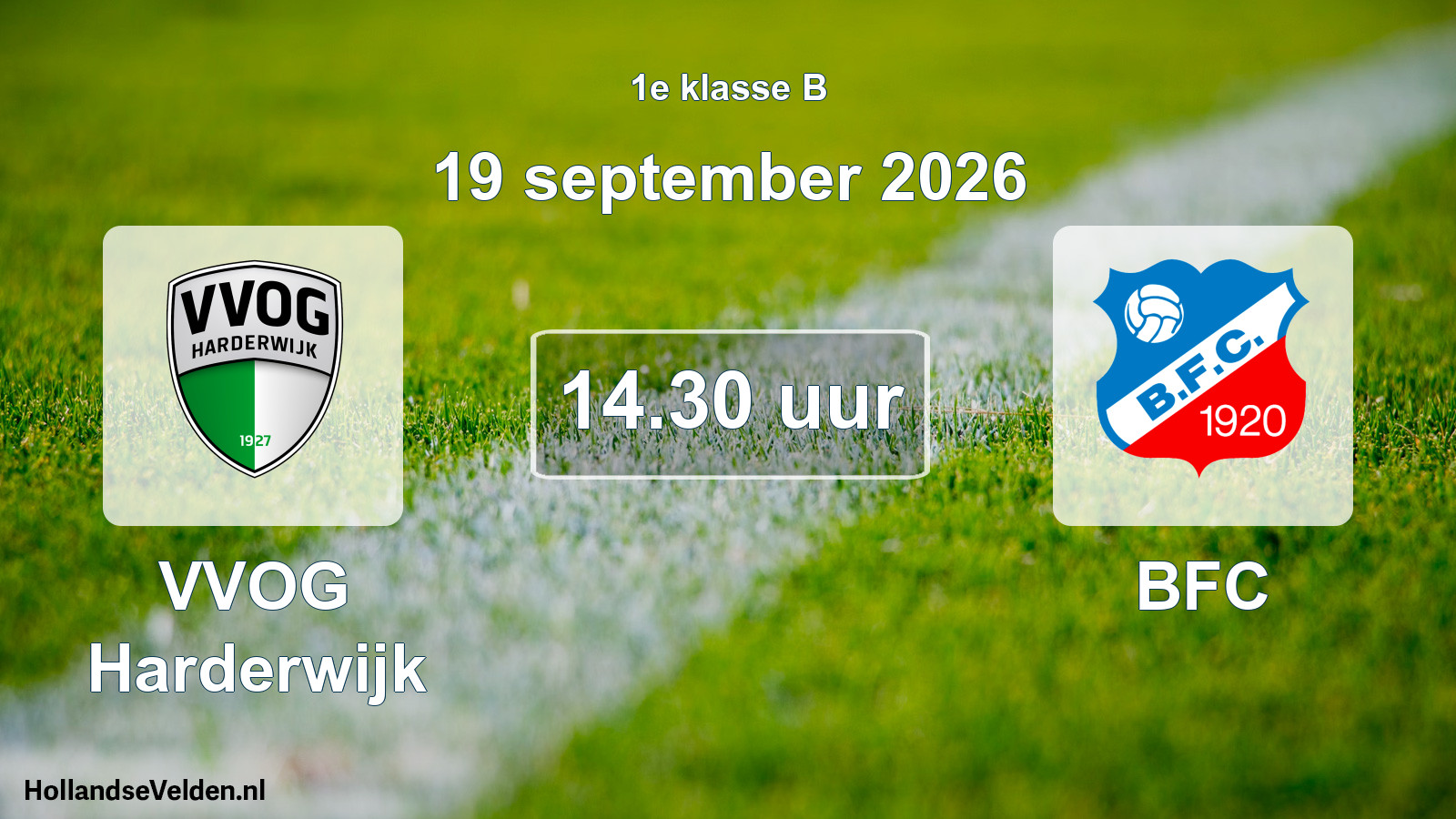 Geplande wedstrijd: VVOG Harderwijk - BFC (19 september 2026)