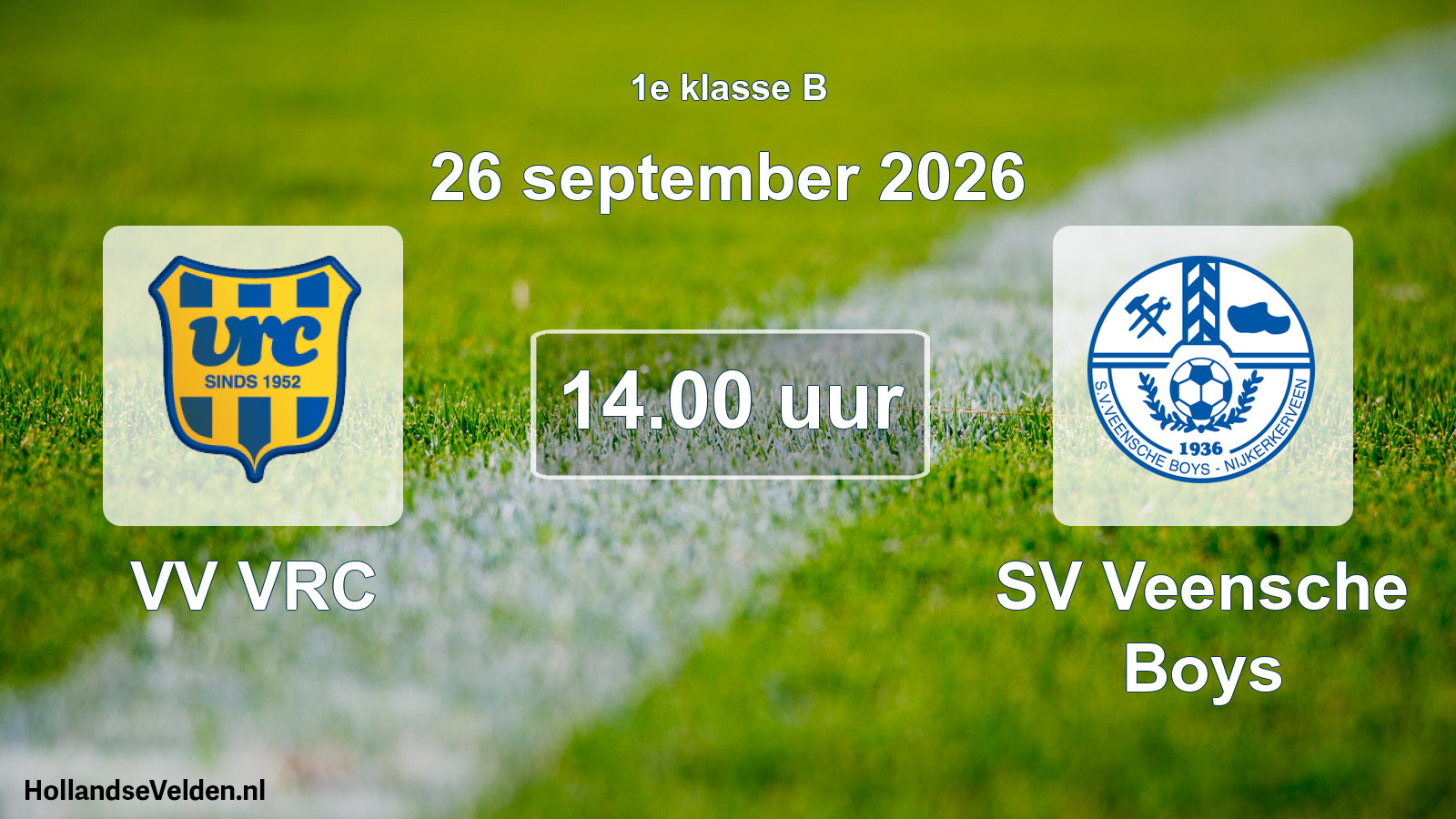 Geplande wedstrijd: VV VRC - SV Veensche Boys (26 september 2026)