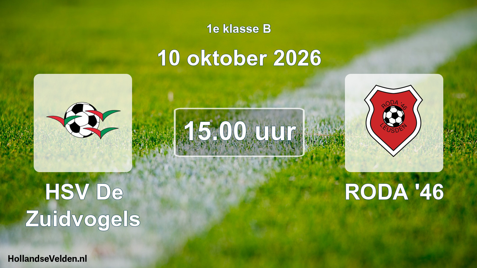 Geplande wedstrijd: HSV De Zuidvogels - RODA '46 (10 oktober 2026)