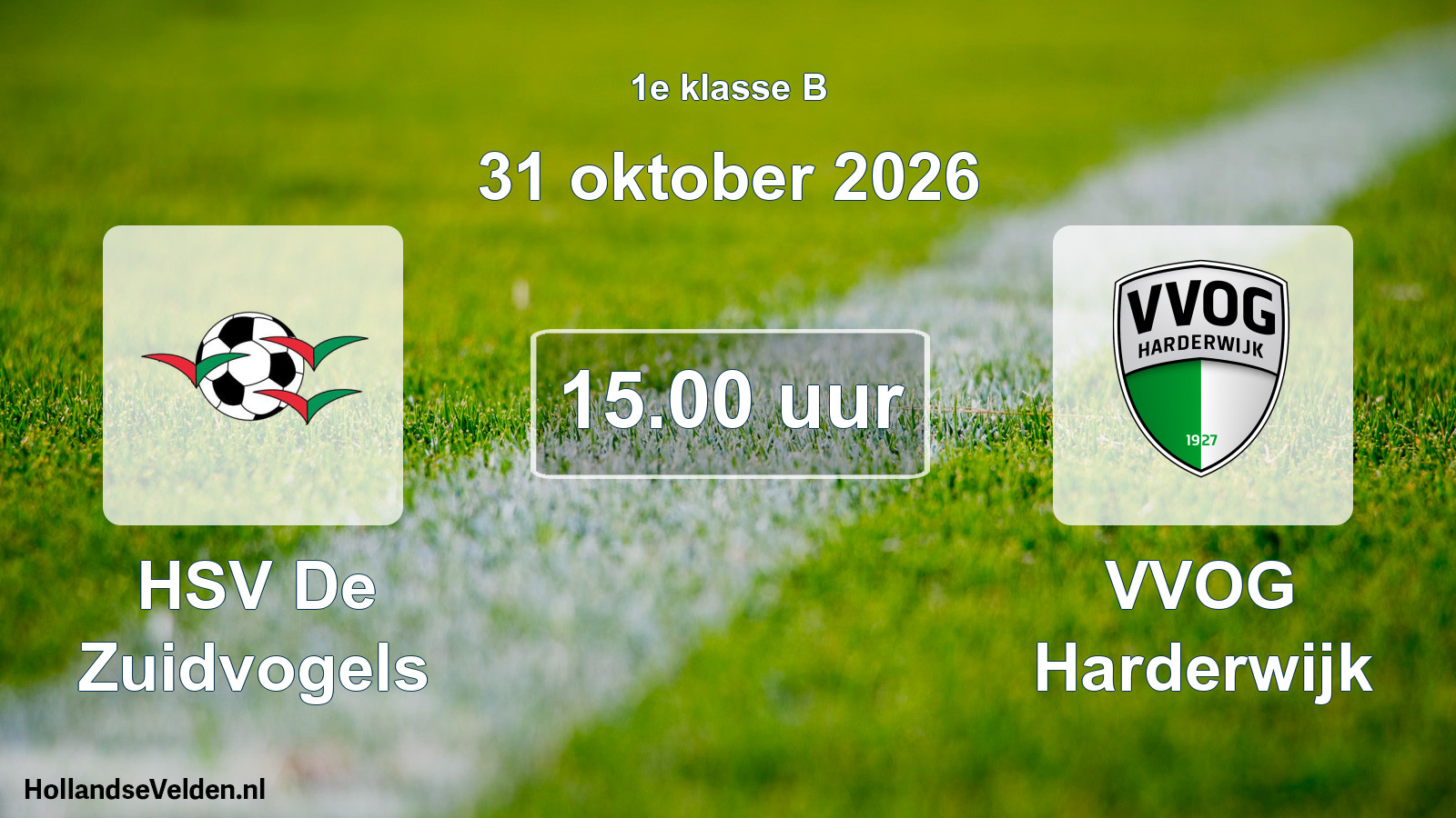 Scheduled Match: HSV De Zuidvogels - VVOG Harderwijk (31 October 2026)