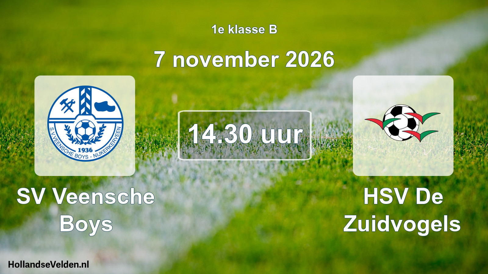 Geplande wedstrijd: SV Veensche Boys - HSV De Zuidvogels (7 november 2026)