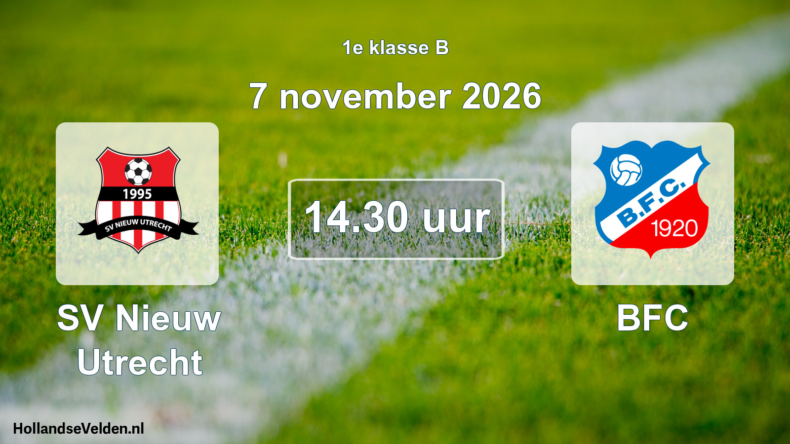 Scheduled Match: SV Nieuw Utrecht - BFC (7 November 2026)