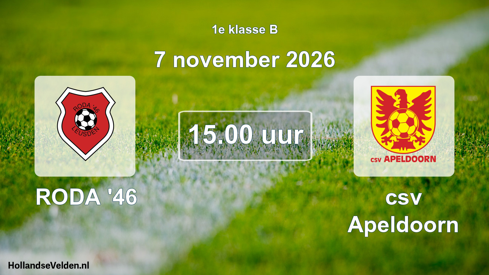 Geplande wedstrijd: RODA '46 - csv Apeldoorn (7 november 2026)