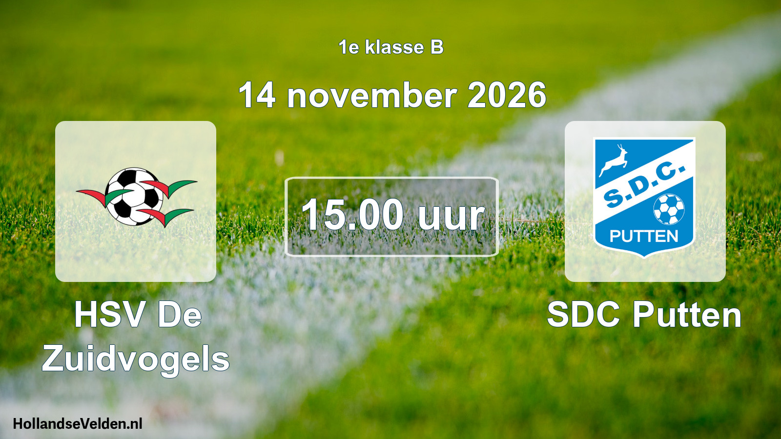 Geplande wedstrijd: HSV De Zuidvogels - SDC Putten (14 november 2026)