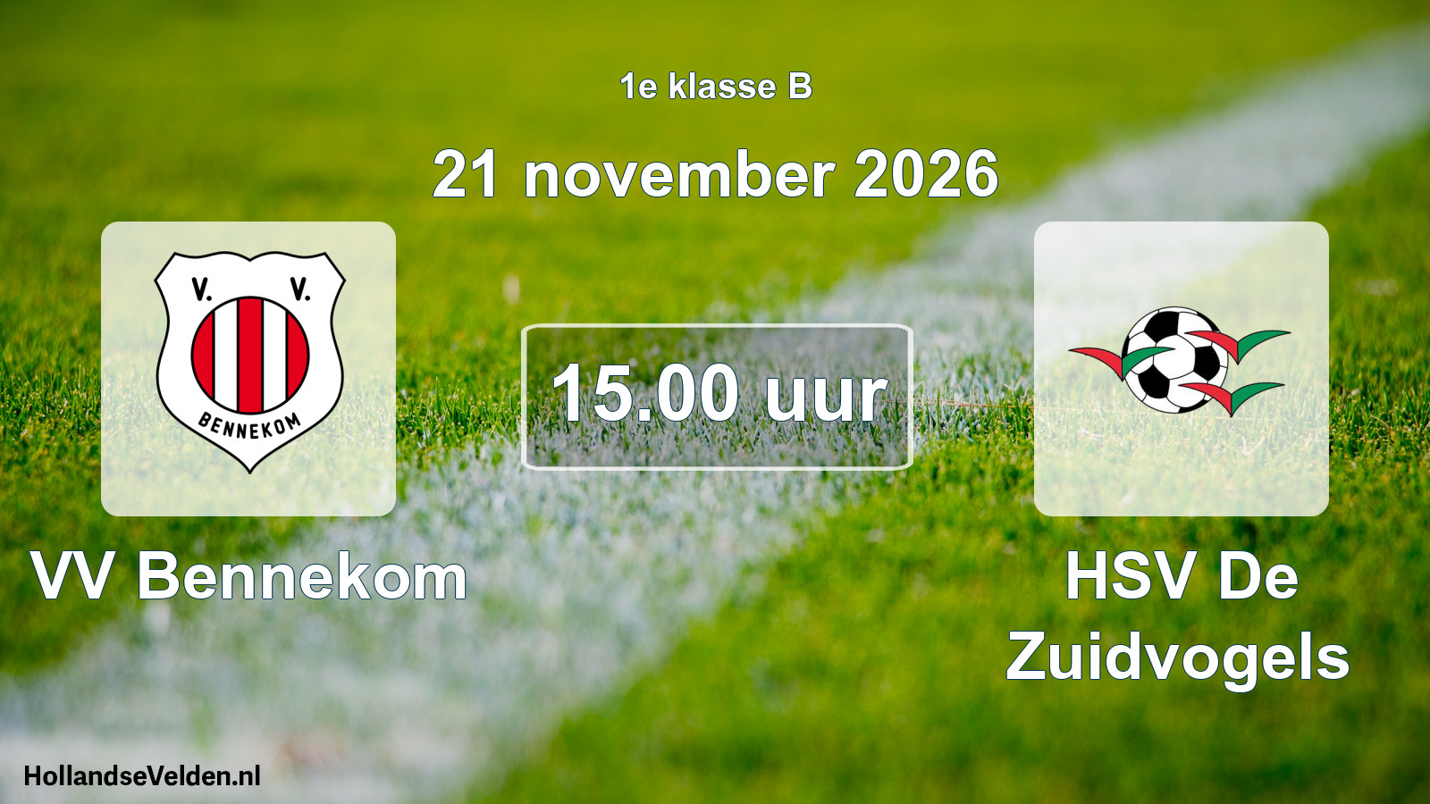 Geplande wedstrijd: VV Bennekom - HSV De Zuidvogels (21 november 2026)