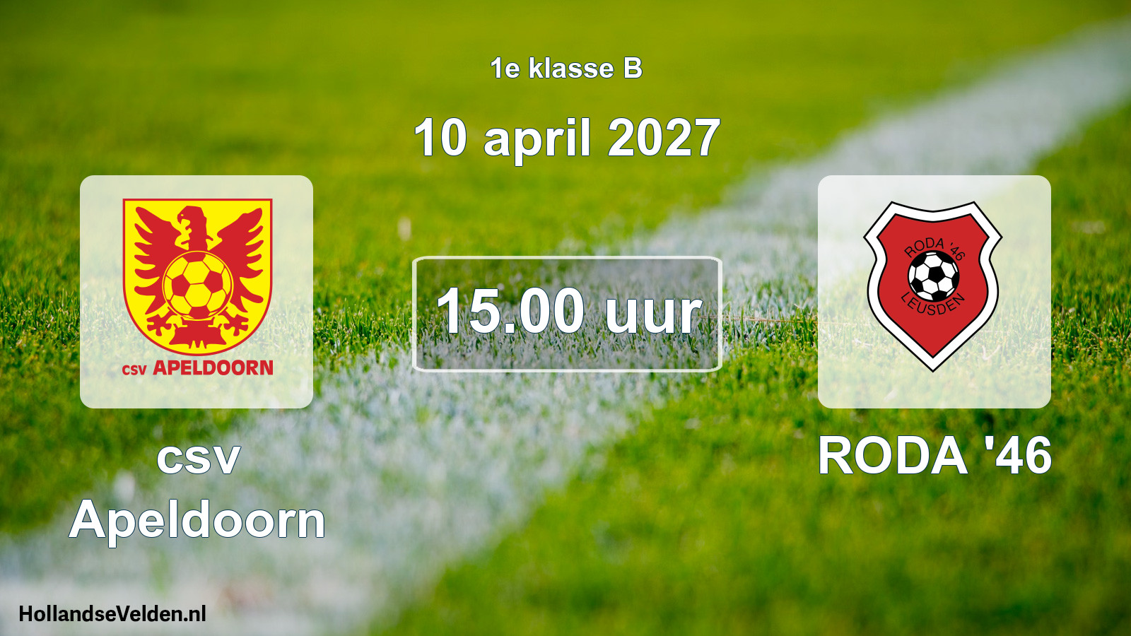Scheduled Match: csv Apeldoorn - RODA '46 (10 April 2027)