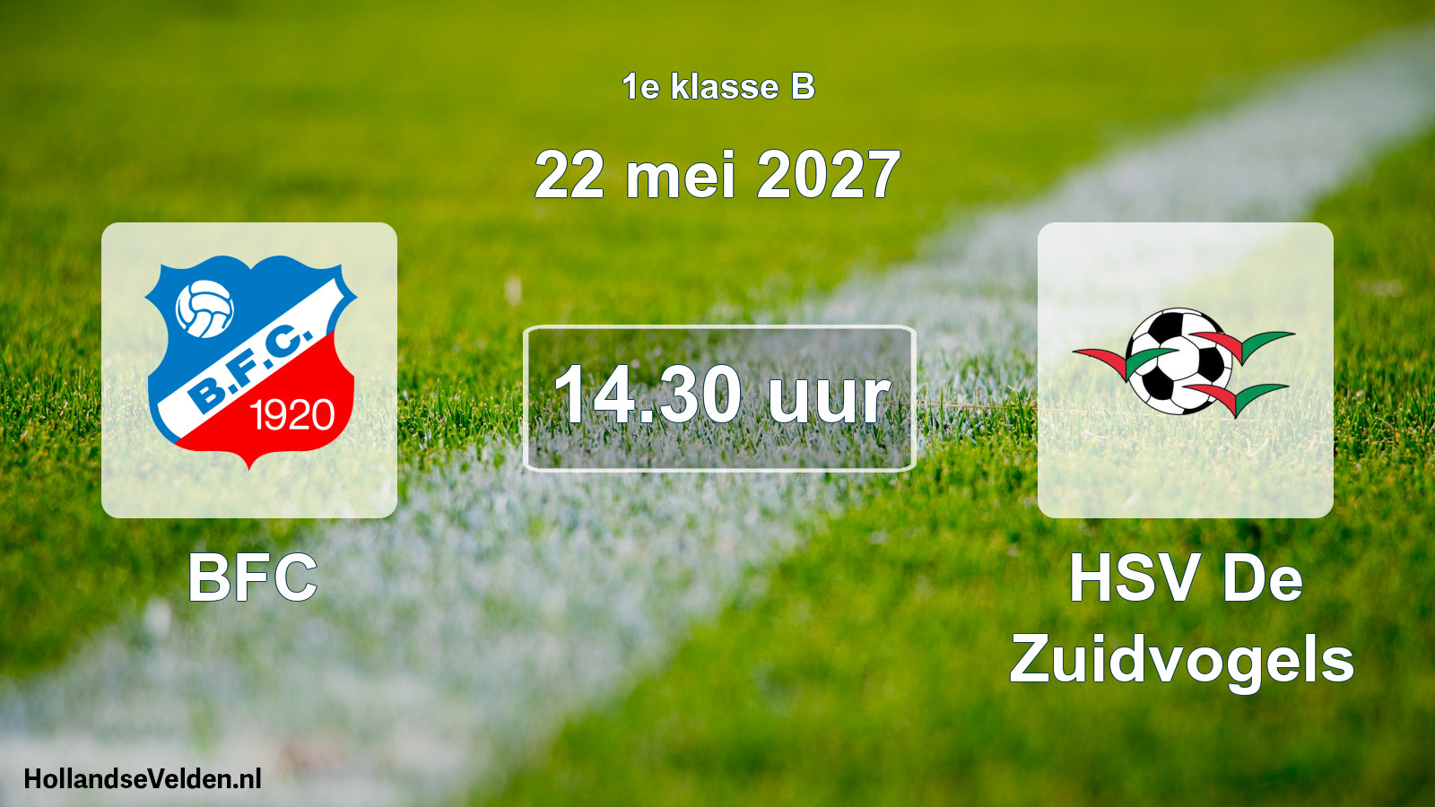 Geplande wedstrijd: BFC - HSV De Zuidvogels (22 mei 2027)