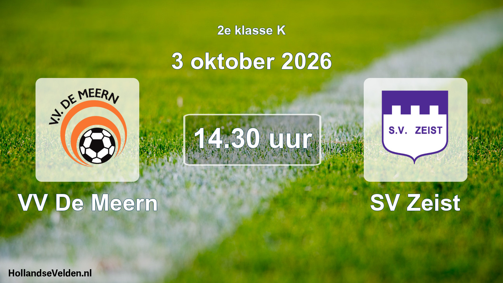 Geplande wedstrijd: VV De Meern - SV Zeist (3 oktober 2026)