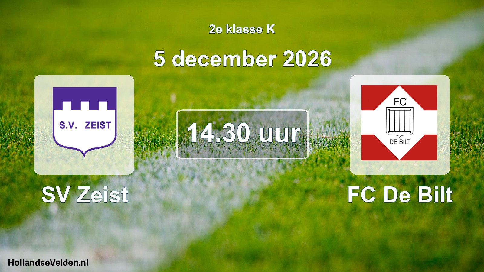 Geplande wedstrijd: SV Zeist - FC De Bilt (5 december 2026)