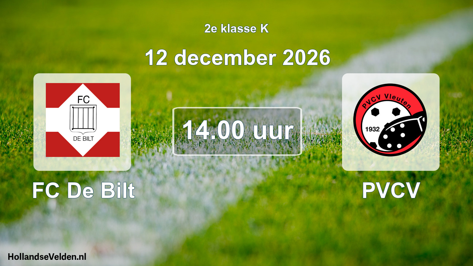 Geplande wedstrijd: FC De Bilt - PVCV (12 december 2026)