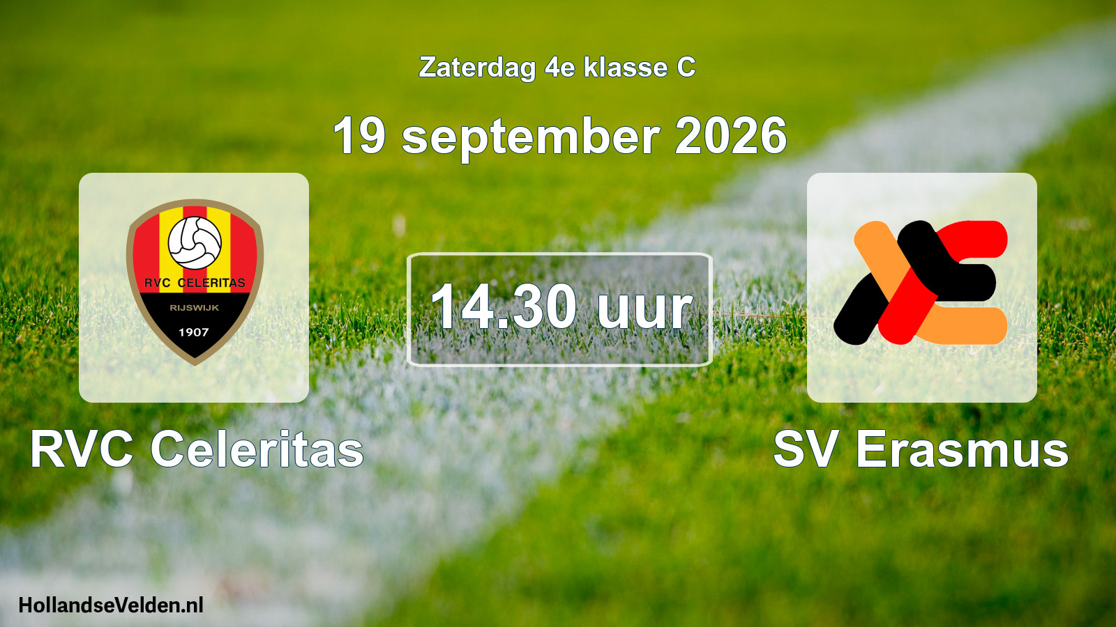 Geplande wedstrijd: RVC Celeritas - SV Erasmus (19 september 2026)
