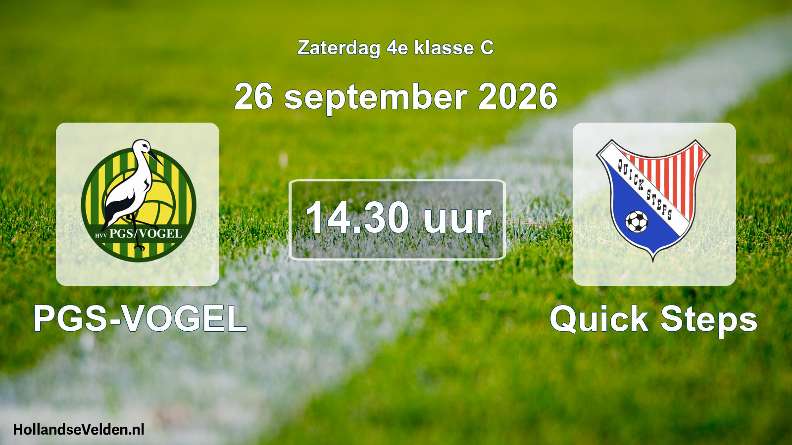 Geplande wedstrijd: PGS-VOGEL - Quick Steps (26 september 2026)