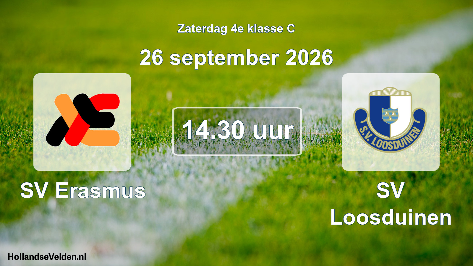 Geplande wedstrijd: SV Erasmus - SV Loosduinen (26 september 2026)