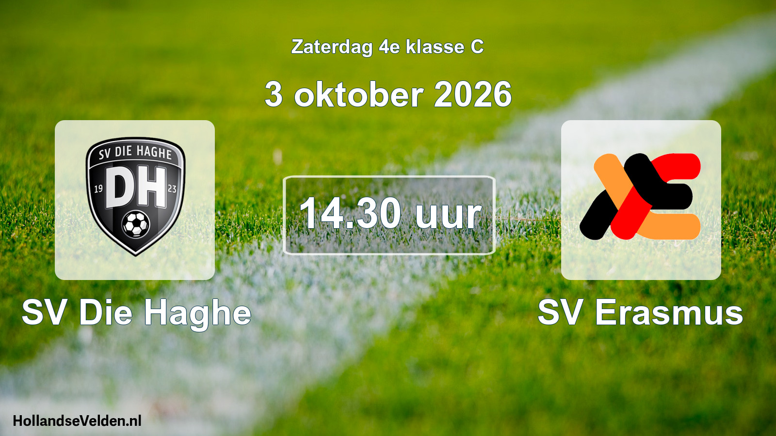 Geplande wedstrijd: SV Die Haghe - SV Erasmus (3 oktober 2026)