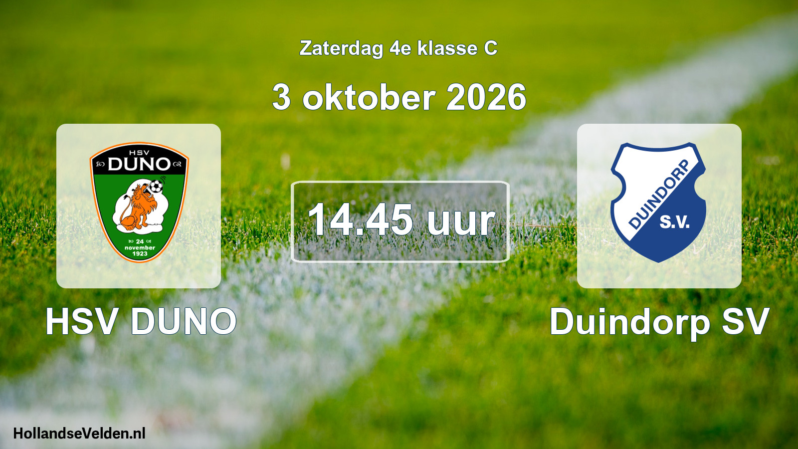 Geplande wedstrijd: HSV DUNO - Duindorp SV (3 oktober 2026)