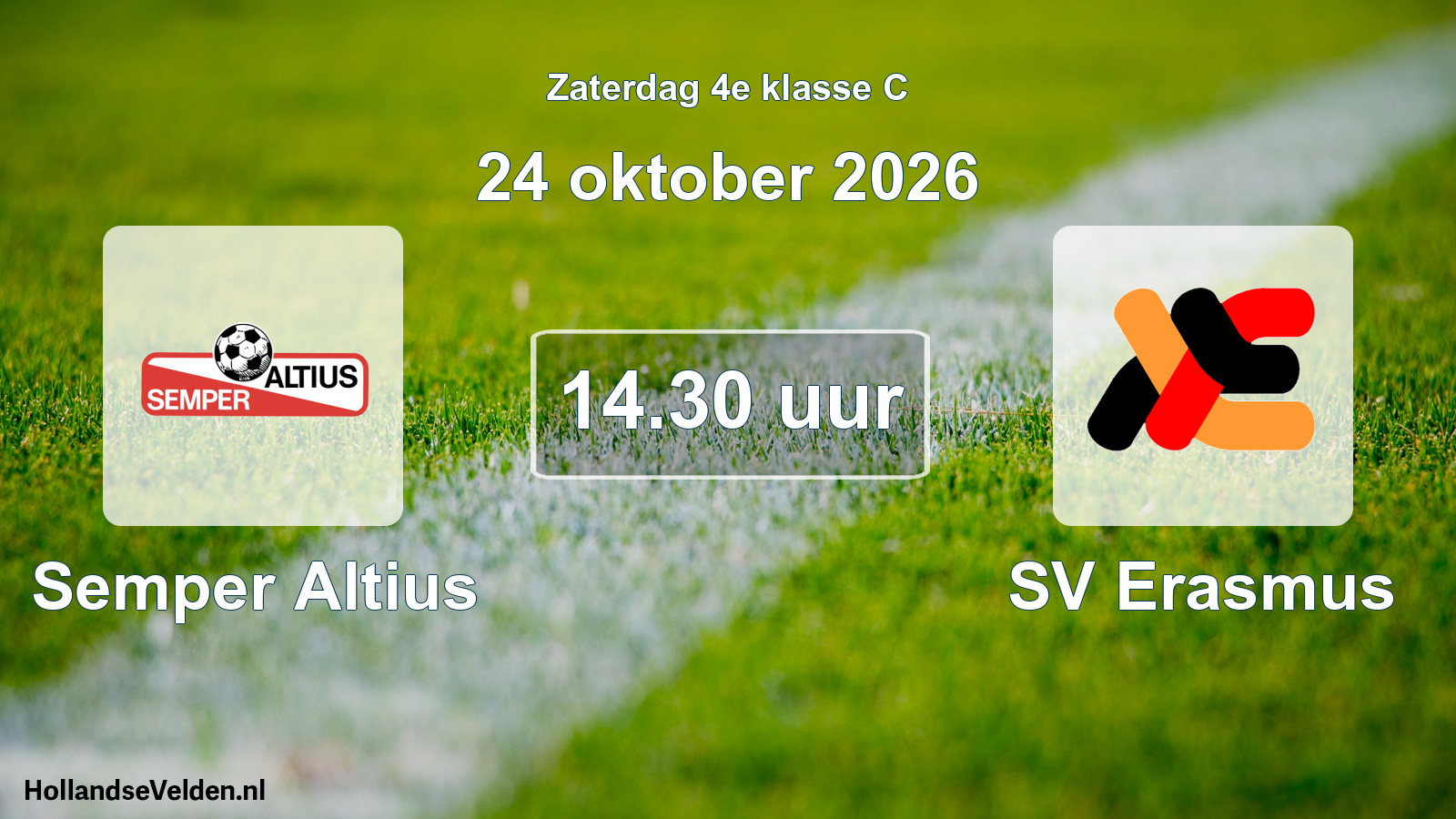Geplande wedstrijd: Semper Altius - SV Erasmus (24 oktober 2026)