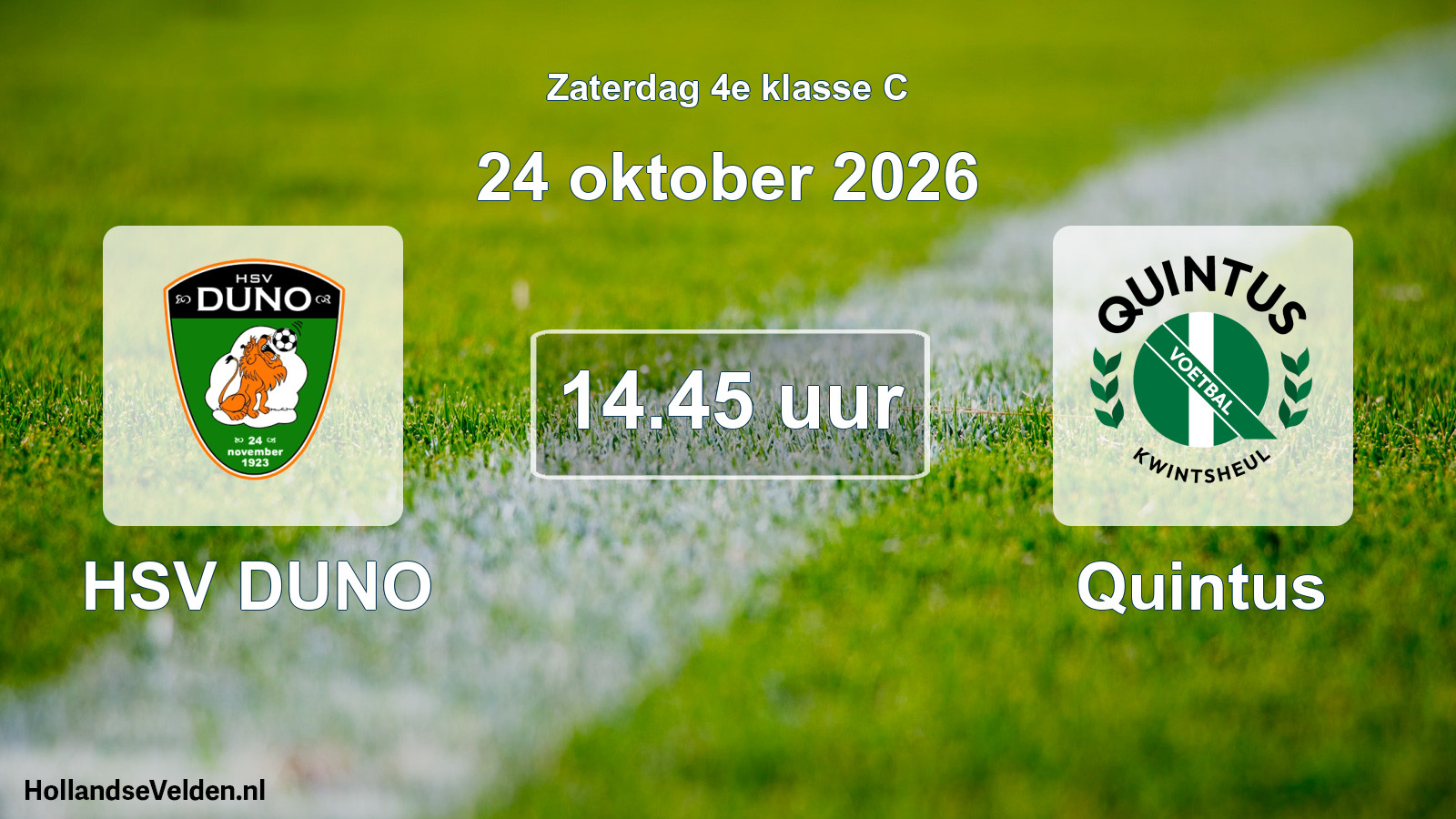 Geplande wedstrijd: HSV DUNO - Quintus (24 oktober 2026)