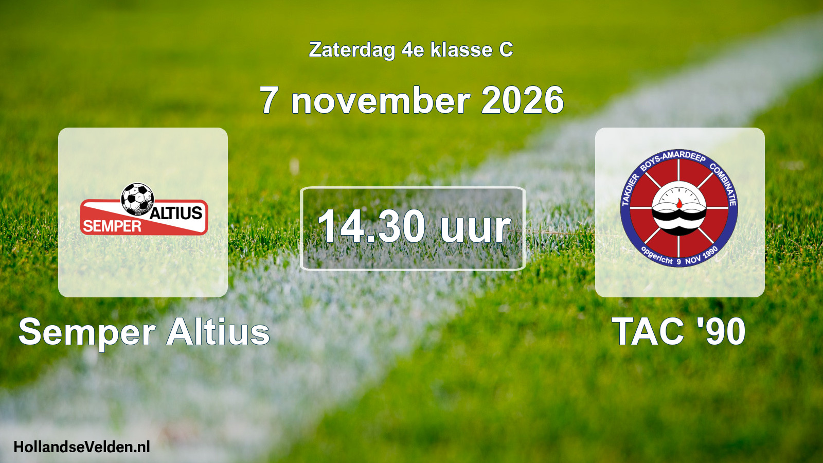 Geplande wedstrijd: Semper Altius - TAC '90 (7 november 2026)
