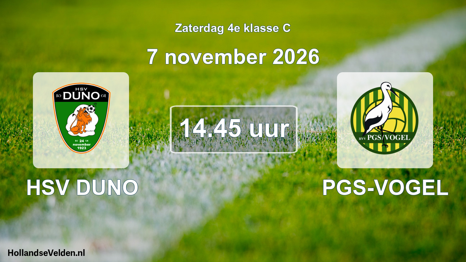 Geplande wedstrijd: HSV DUNO - PGS-VOGEL (7 november 2026)