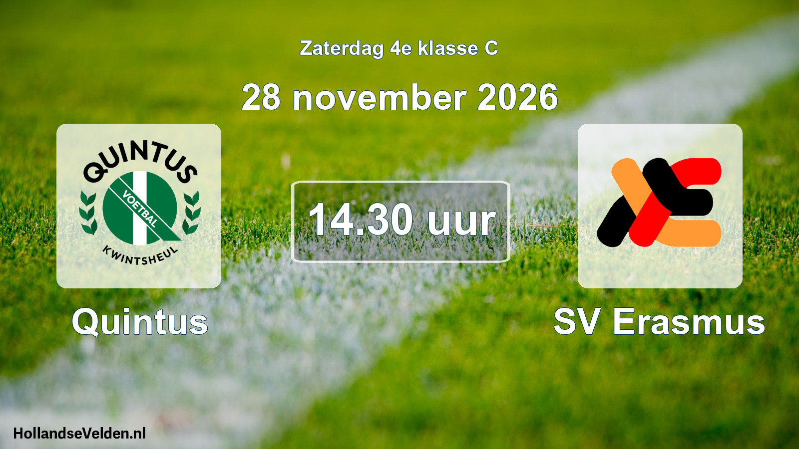 Geplande wedstrijd: Quintus - SV Erasmus (28 november 2026)