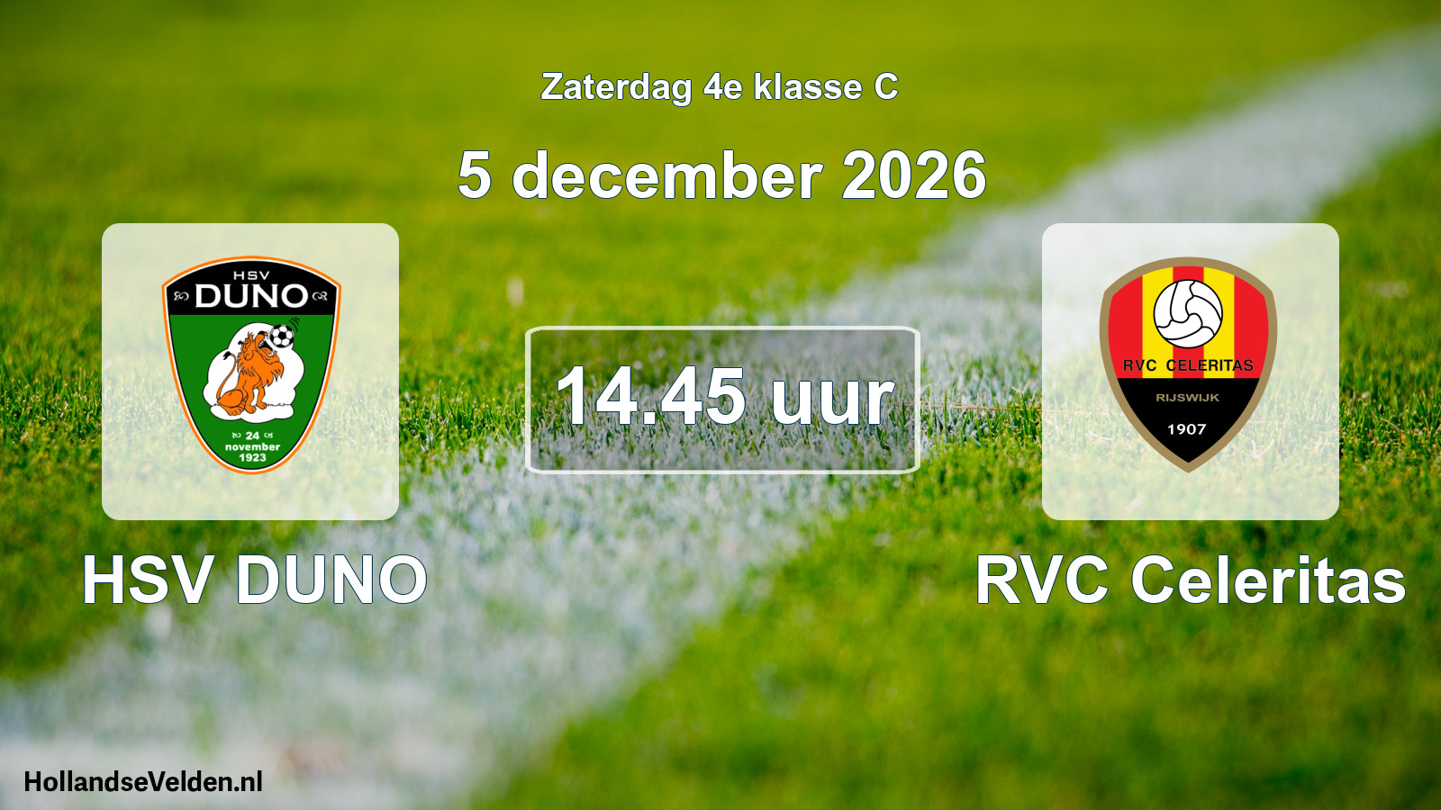 Geplande wedstrijd: HSV DUNO - RVC Celeritas (5 december 2026)