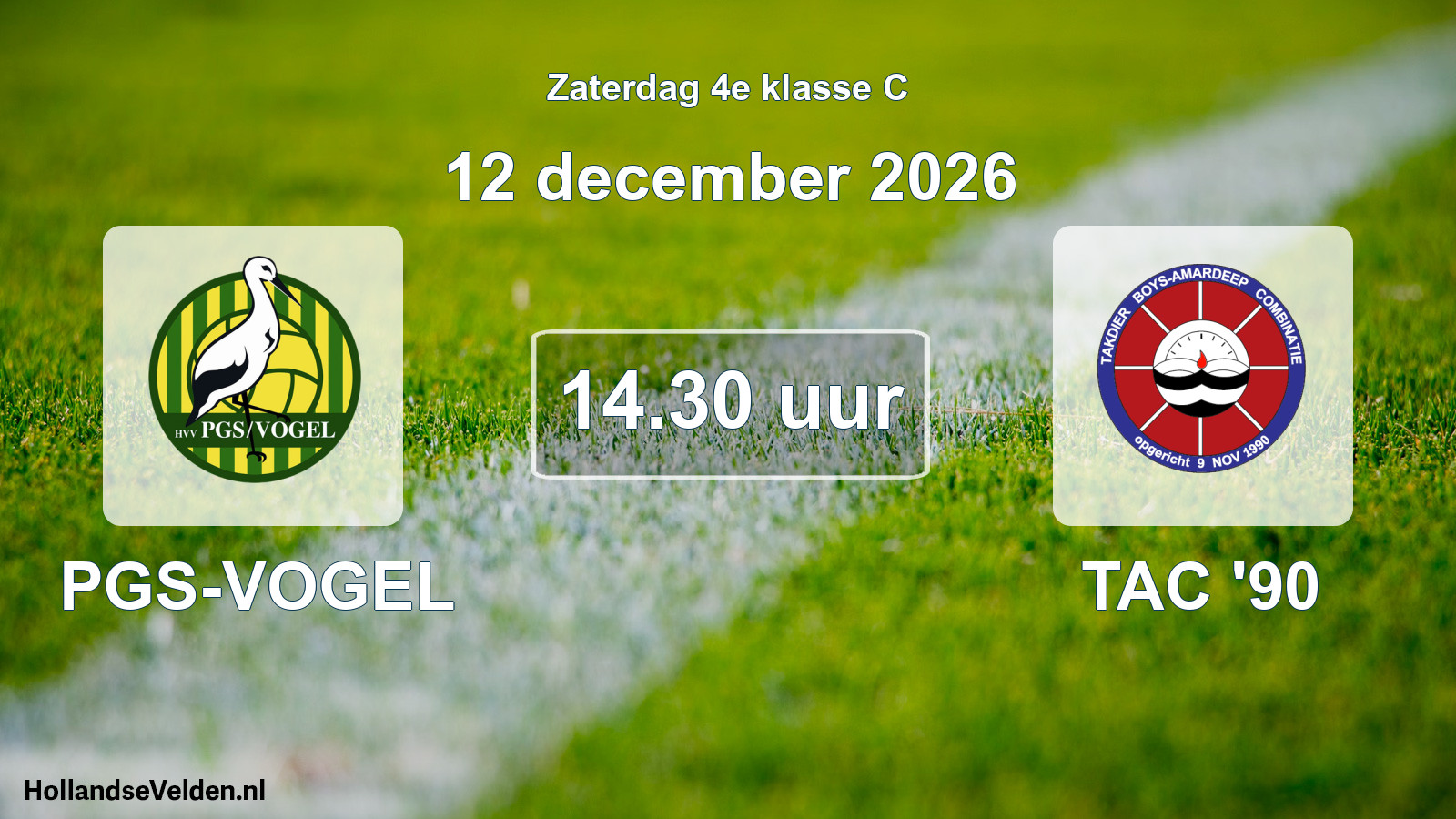 Geplande wedstrijd: PGS-VOGEL - TAC '90 (12 december 2026)