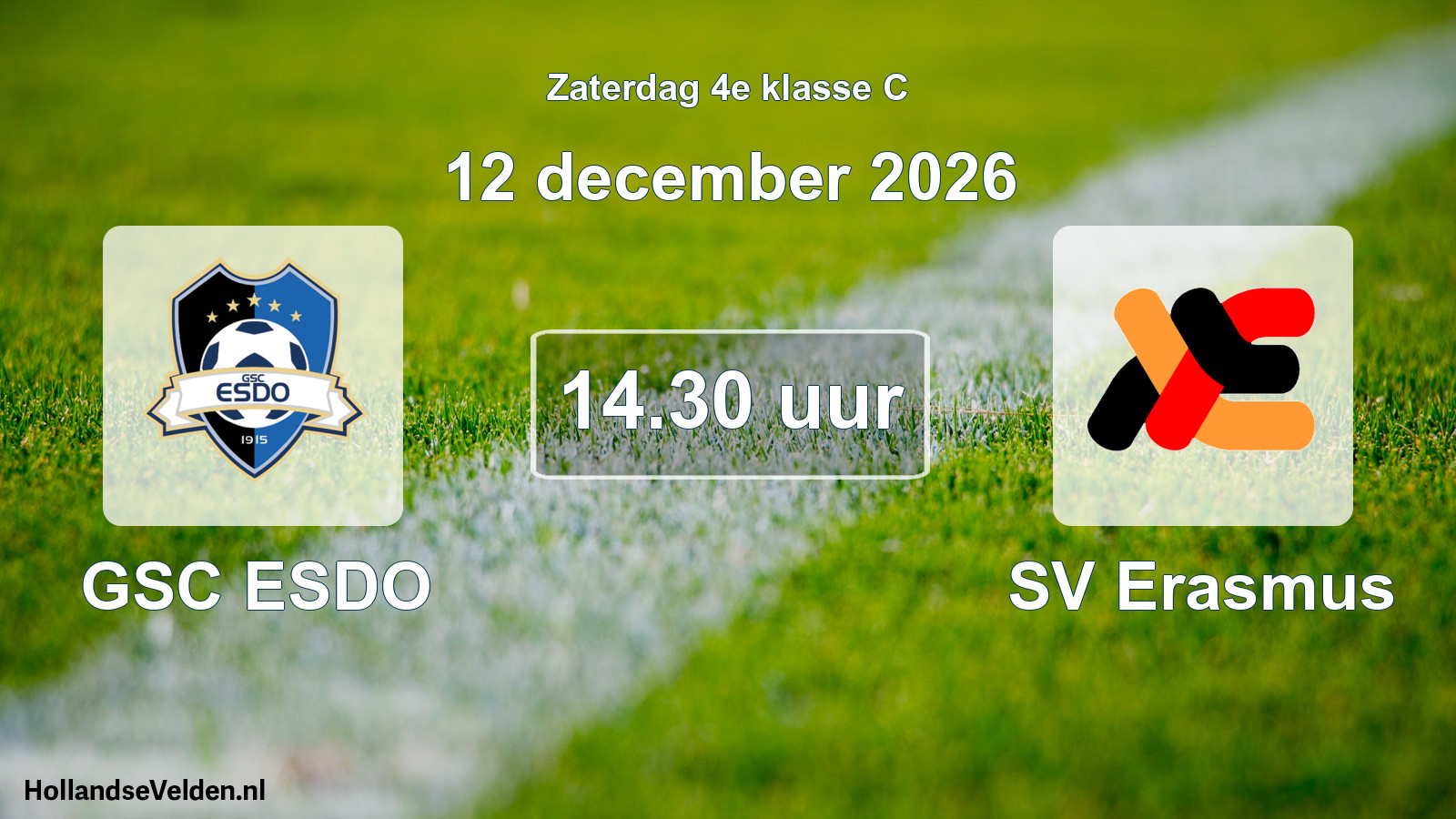 Geplande wedstrijd: GSC ESDO - SV Erasmus (12 december 2026)