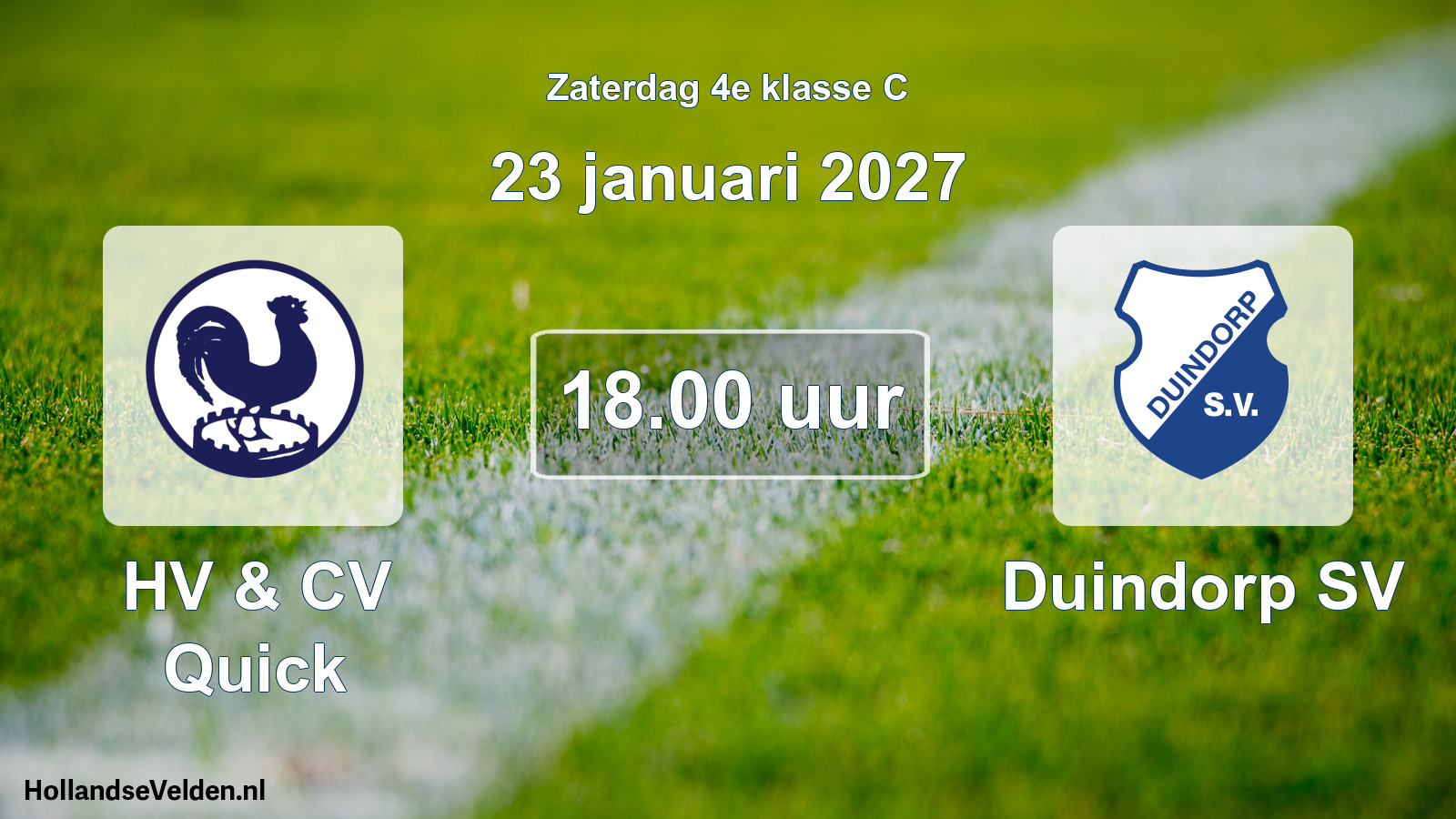Geplande wedstrijd: HV & CV Quick - Duindorp SV (23 januari 2027)