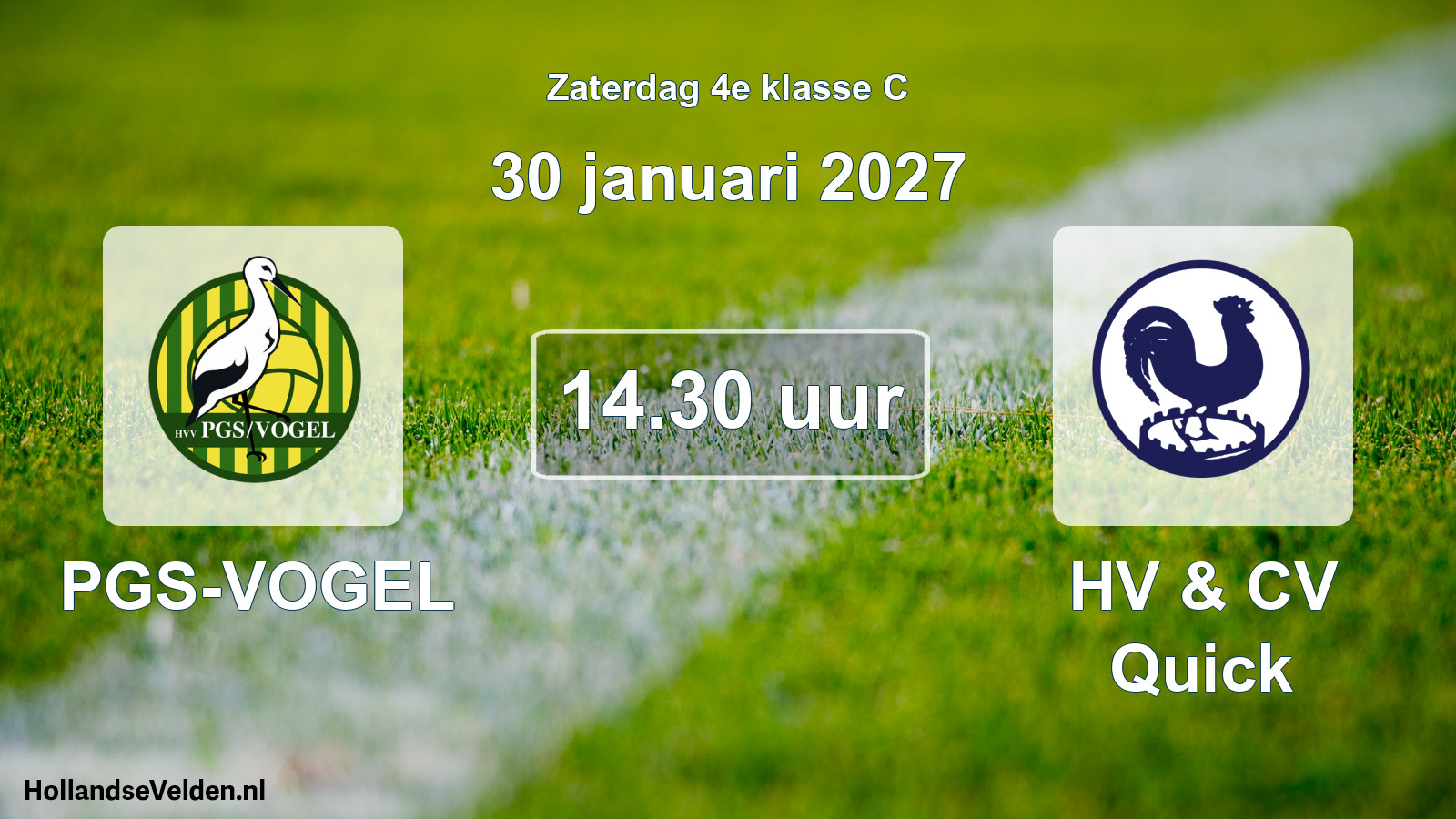 Geplande wedstrijd: PGS-VOGEL - HV & CV Quick (30 januari 2027)