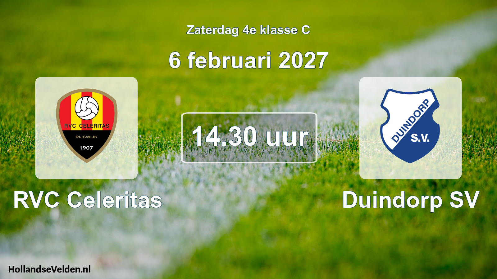 Geplande wedstrijd: RVC Celeritas - Duindorp SV (6 februari 2027)