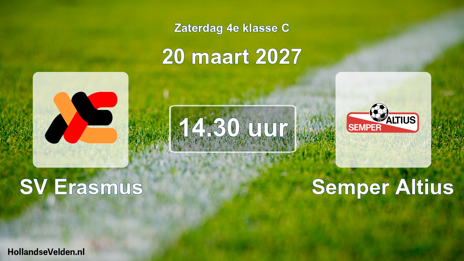 Geplande wedstrijd: SV Erasmus - Semper Altius (20 maart 2027)