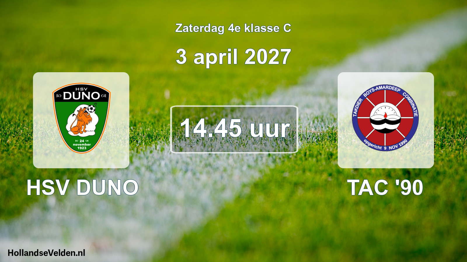 Geplande wedstrijd: HSV DUNO - TAC '90 (3 april 2027)