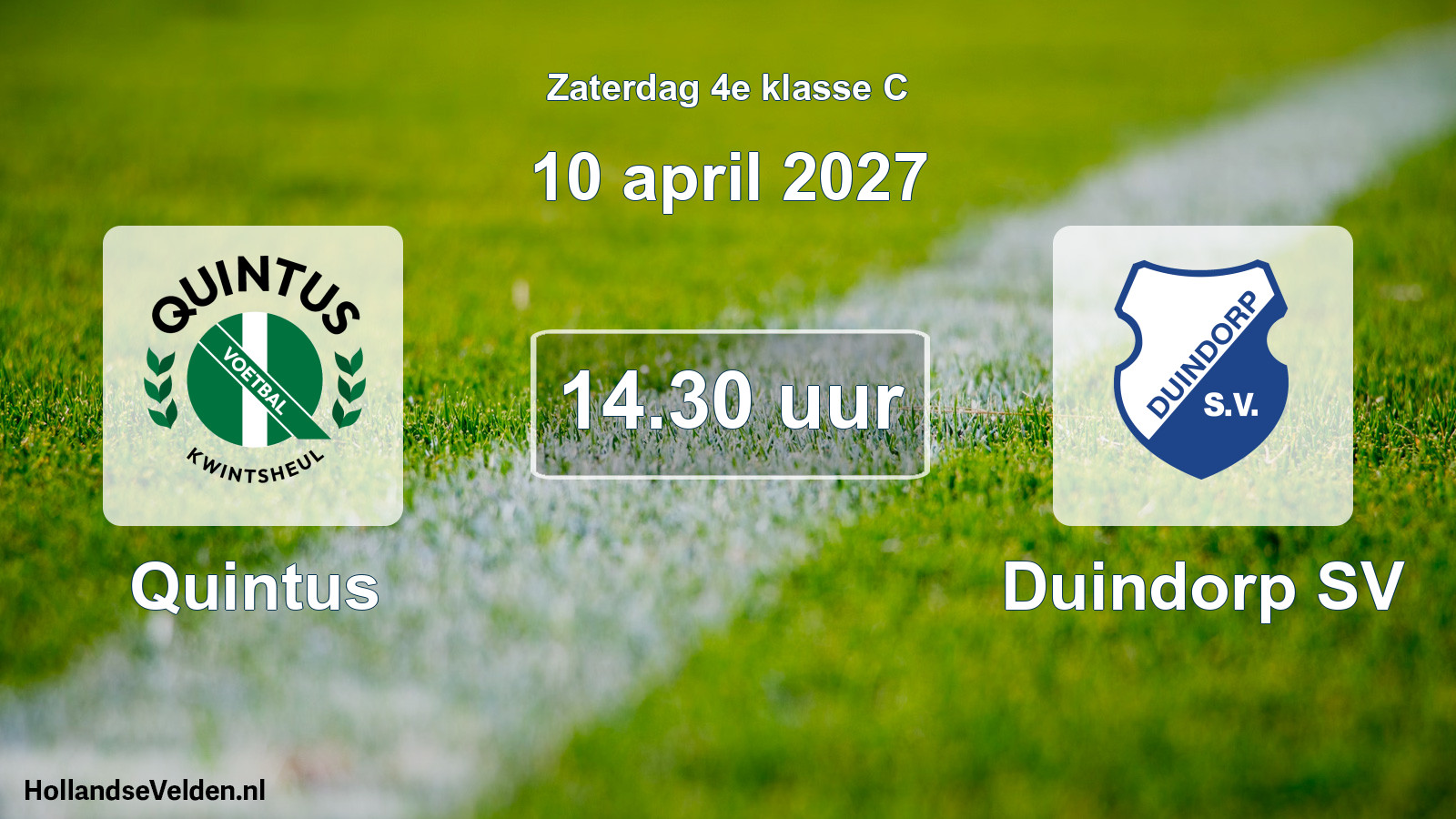 Geplande wedstrijd: Quintus - Duindorp SV (10 april 2027)