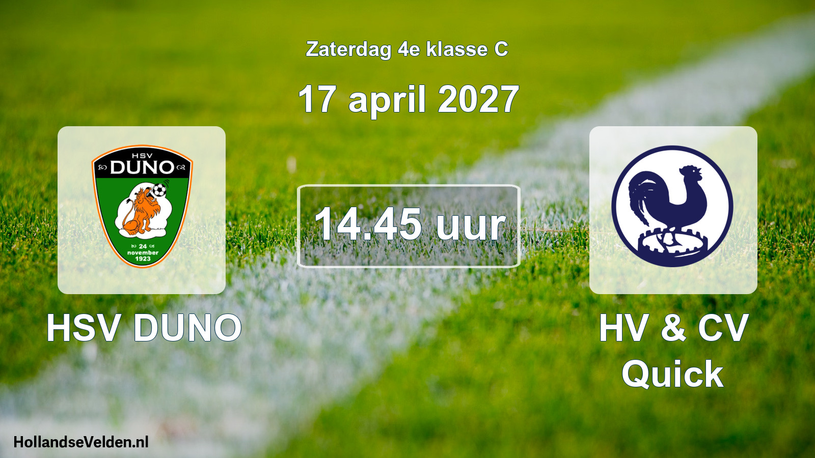 Geplande wedstrijd: HSV DUNO - HV & CV Quick (17 april 2027)