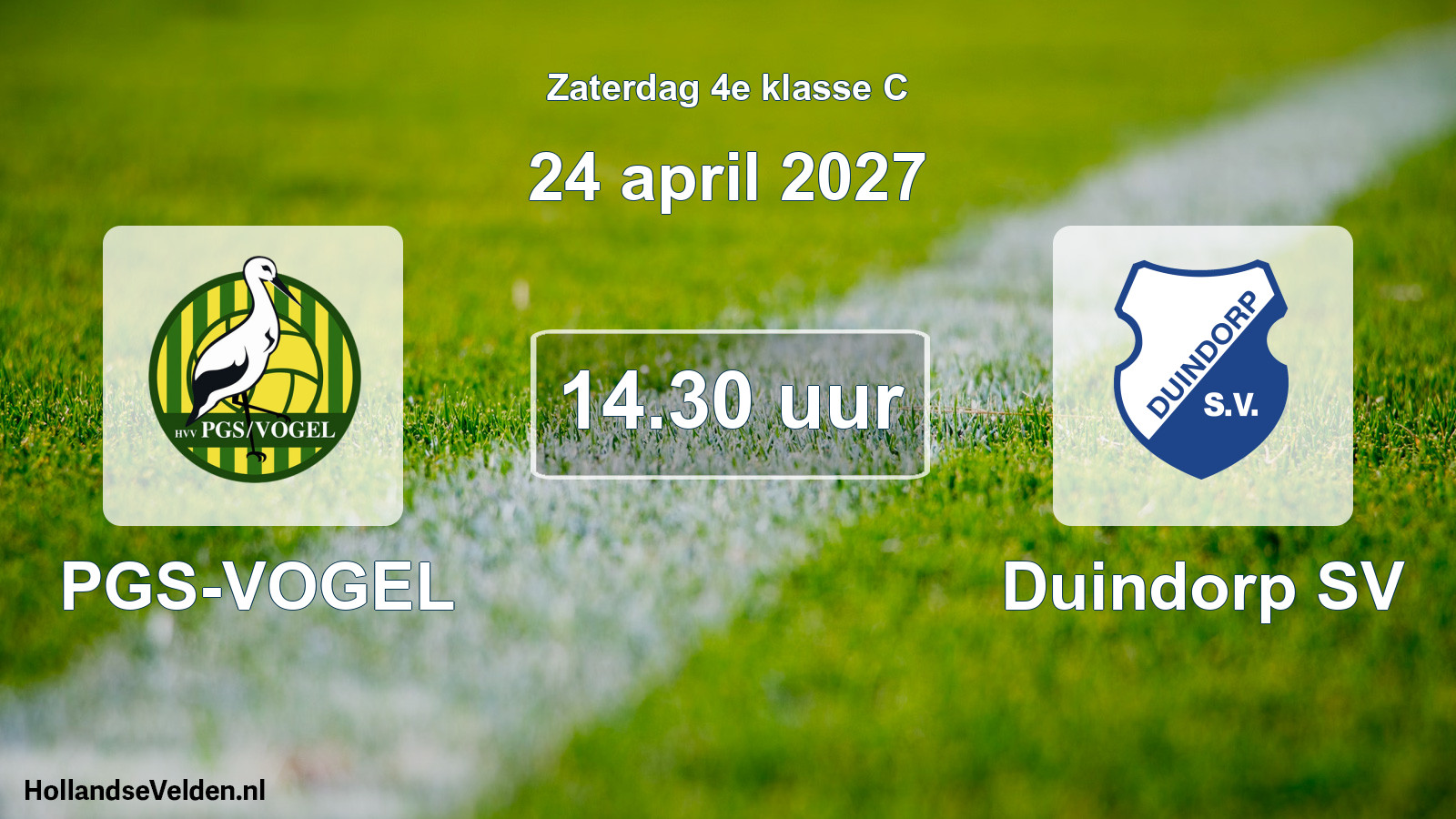 Geplande wedstrijd: PGS-VOGEL - Duindorp SV (24 april 2027)