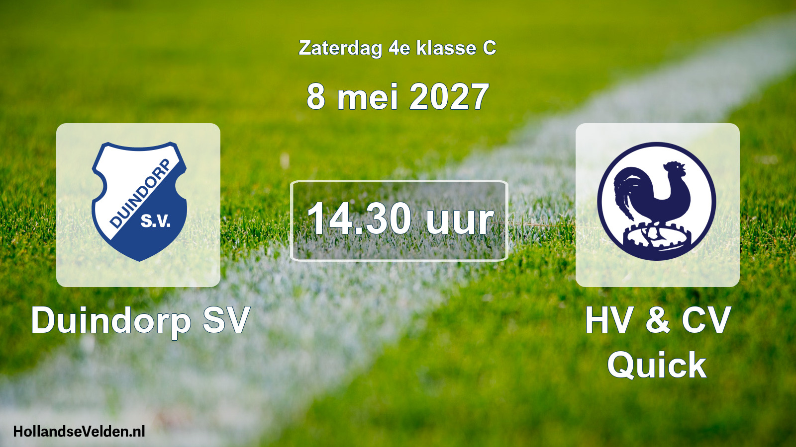 Geplande wedstrijd: Duindorp SV - HV & CV Quick (8 mei 2027)