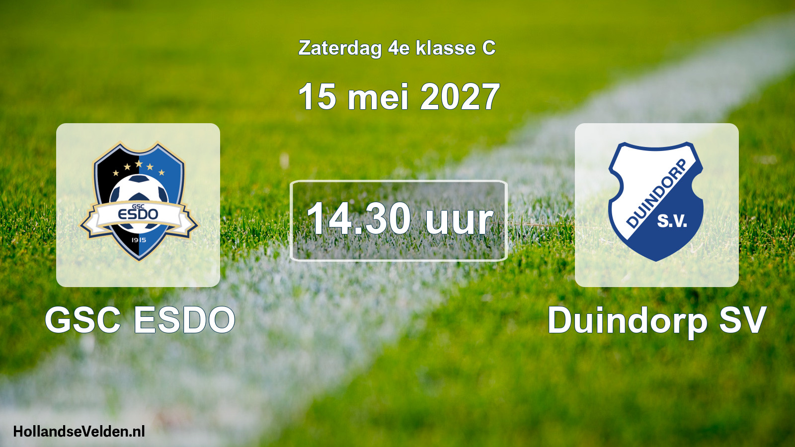 Geplande wedstrijd: GSC ESDO - Duindorp SV (15 mei 2027)