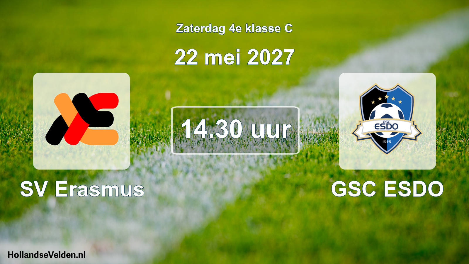 Geplande wedstrijd: SV Erasmus - GSC ESDO (22 mei 2027)