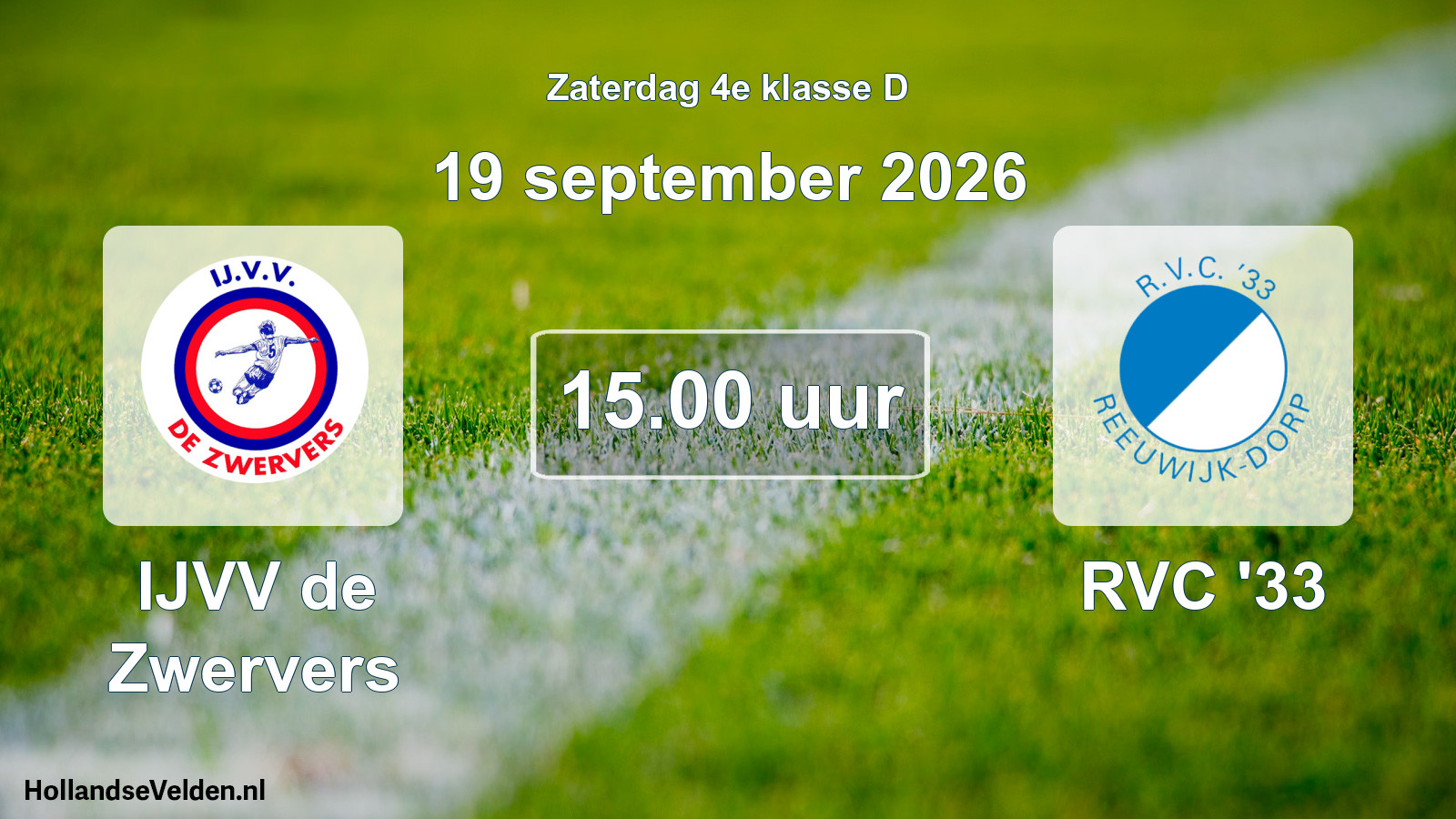 Geplande wedstrijd: IJVV de Zwervers - RVC '33 (19 september 2026)