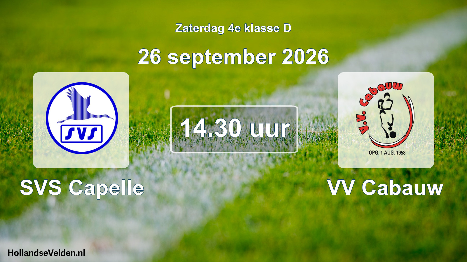 Geplande wedstrijd: SVS Capelle - VV Cabauw (26 september 2026)