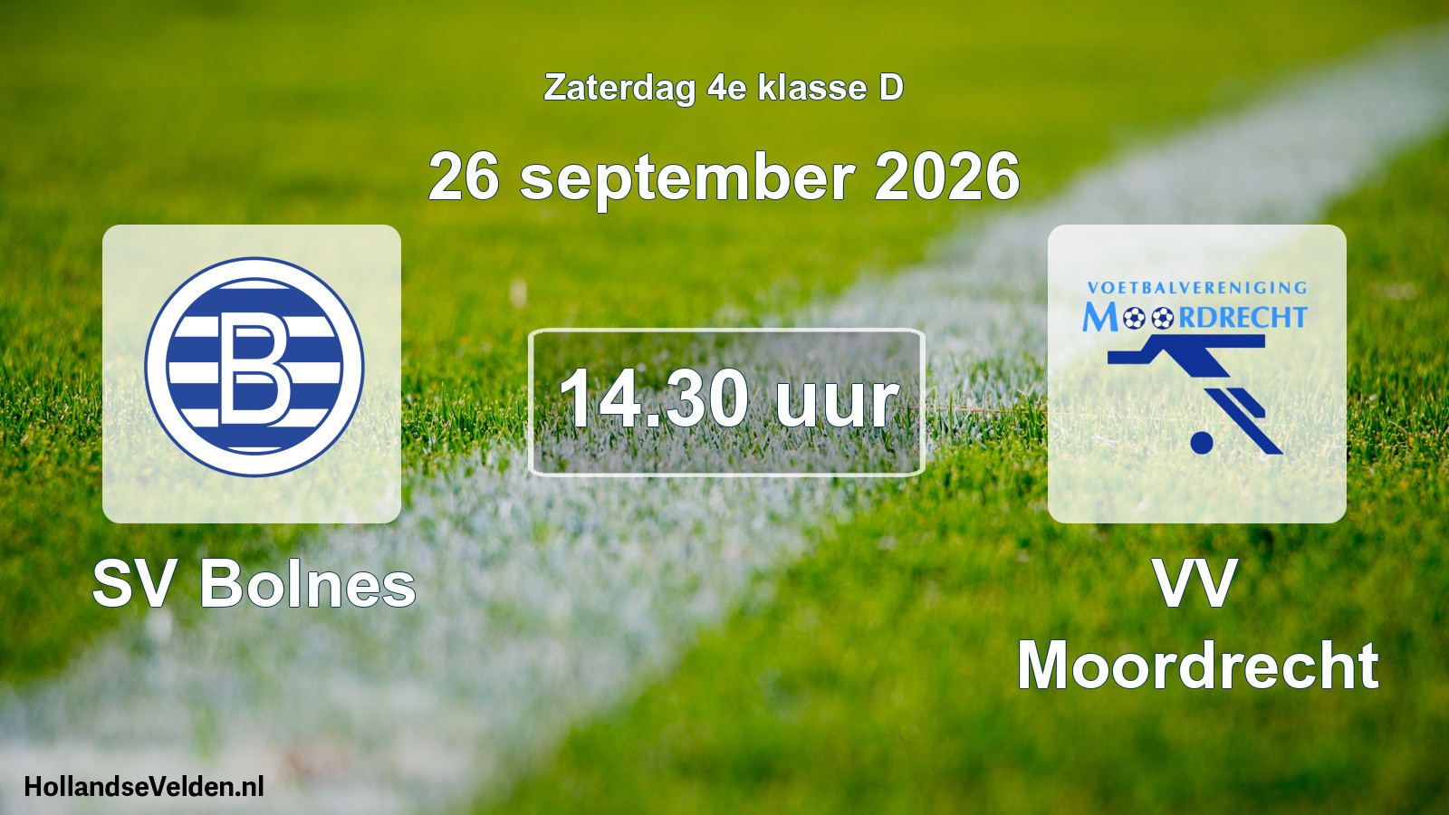 Geplande wedstrijd: SV Bolnes - VV Moordrecht (26 september 2026)